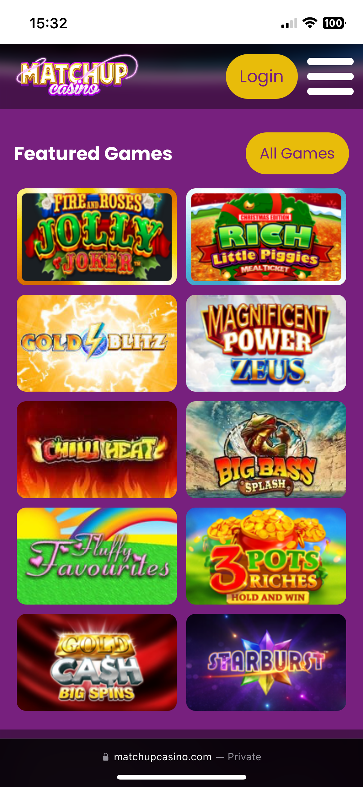 Matchup Casino screenshot
