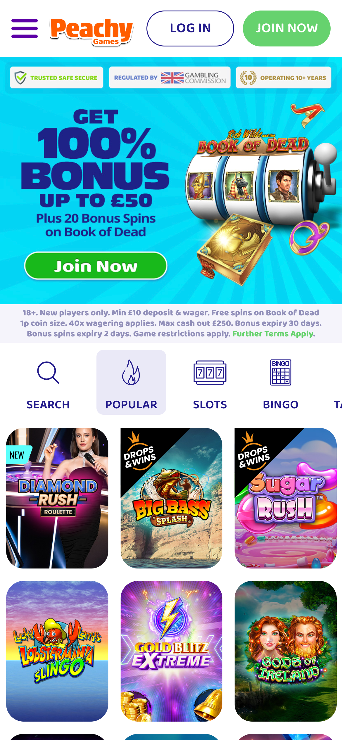 Peachy Games Casino screenshot
